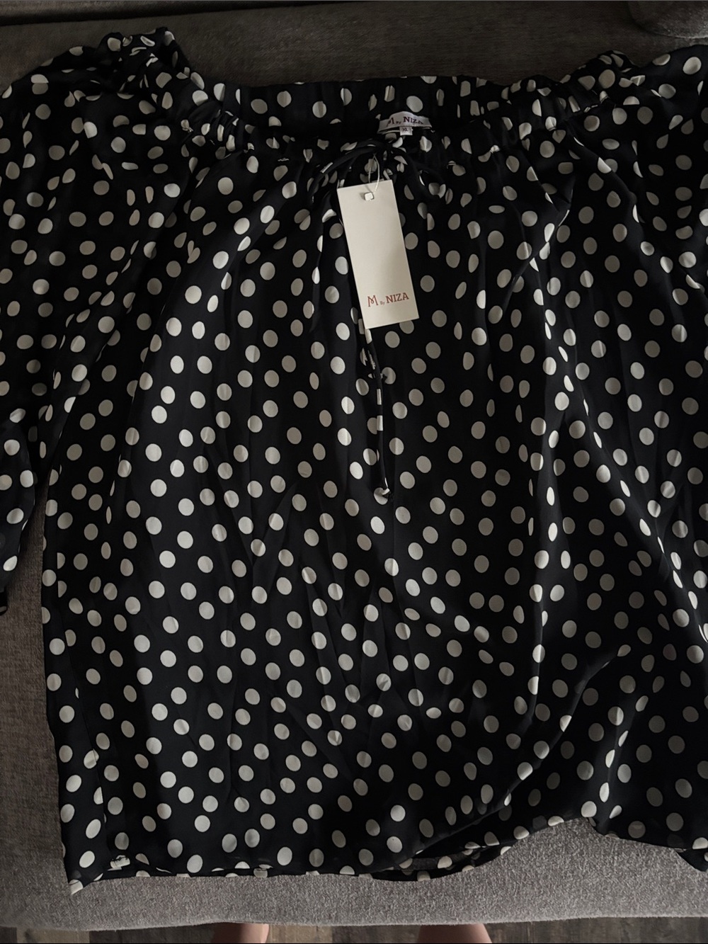 M.Niza Black & White Polka Dot Blouse - Picture 1 of 2